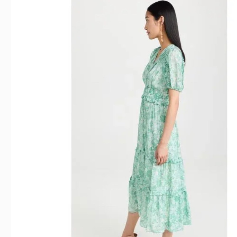 Shoshanna dress. M. Light green floral with gold flecks. No tags/Never worn.
